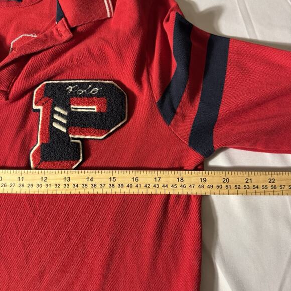 Polo Ralph Lauren Shirt Red New York Embroidered Logo Mens Medium Long Sleeve - Picture 7 of 10